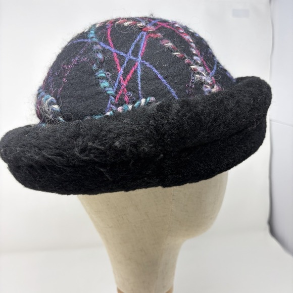 Miriam Carter Feltmaker Artisan Felted Wool Hat Black Purple Wearable Art Medium main image 6